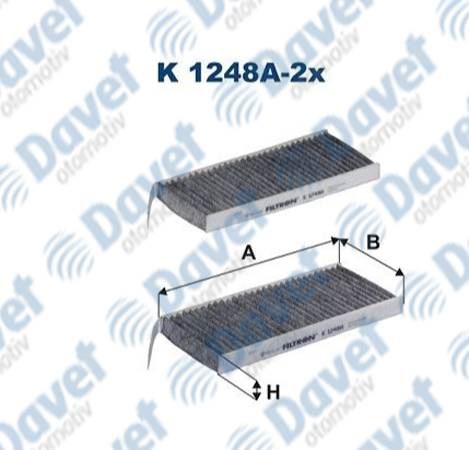 FILTRON K1248A-2X Polen Filtresi Aktif Karbonlu Ikili Kangoo 08> Master Iii 10> Movano B-
